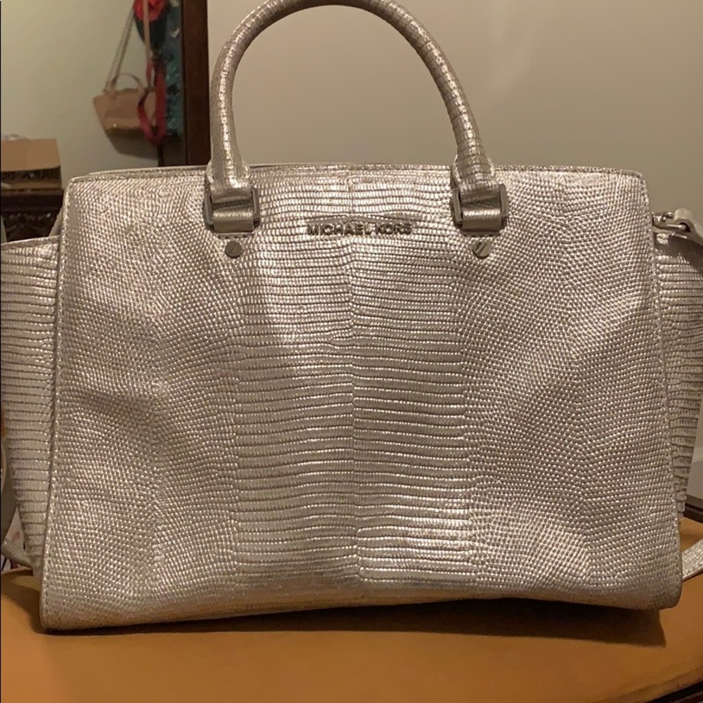 Silver Michael Kors purse